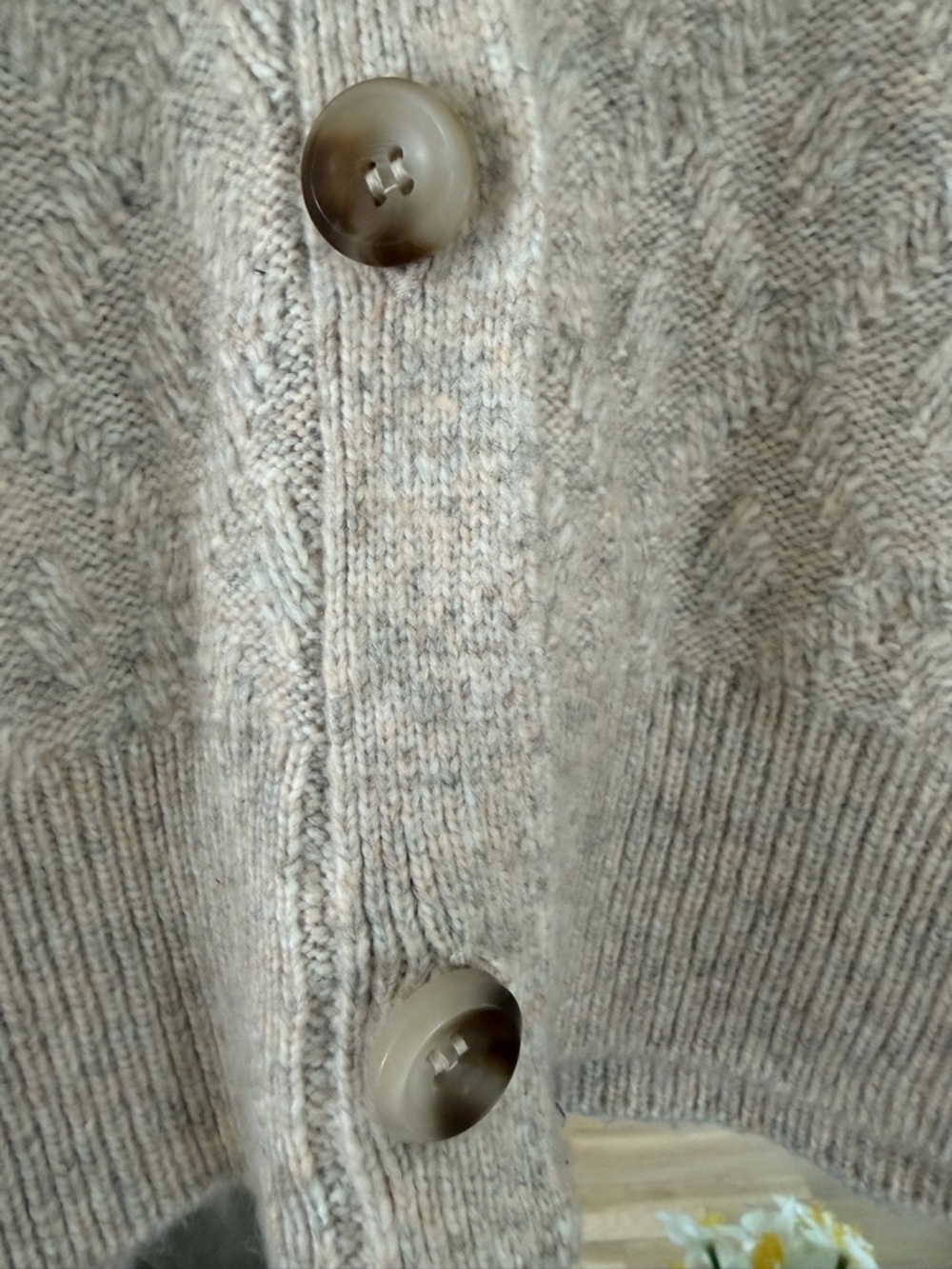 Sincerely Jules S Cream Cable Knit V-Neck Button Cardigan - Picture 4 of 6